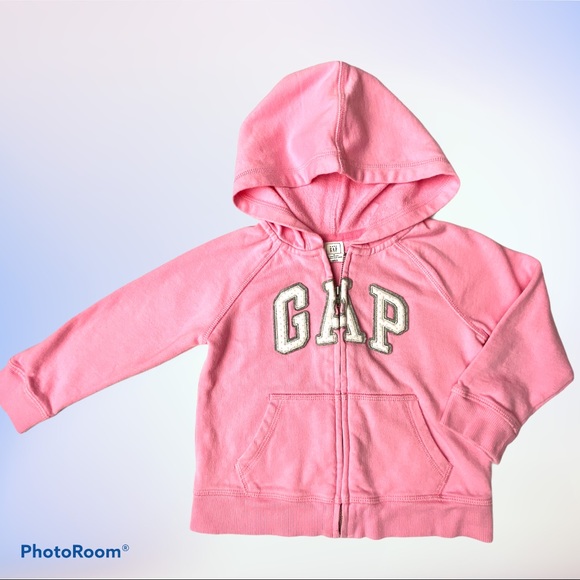 BabyGap Toddler Girls Pink Zip-up Logo Hoodie Size 2 - Picture 1 of 6